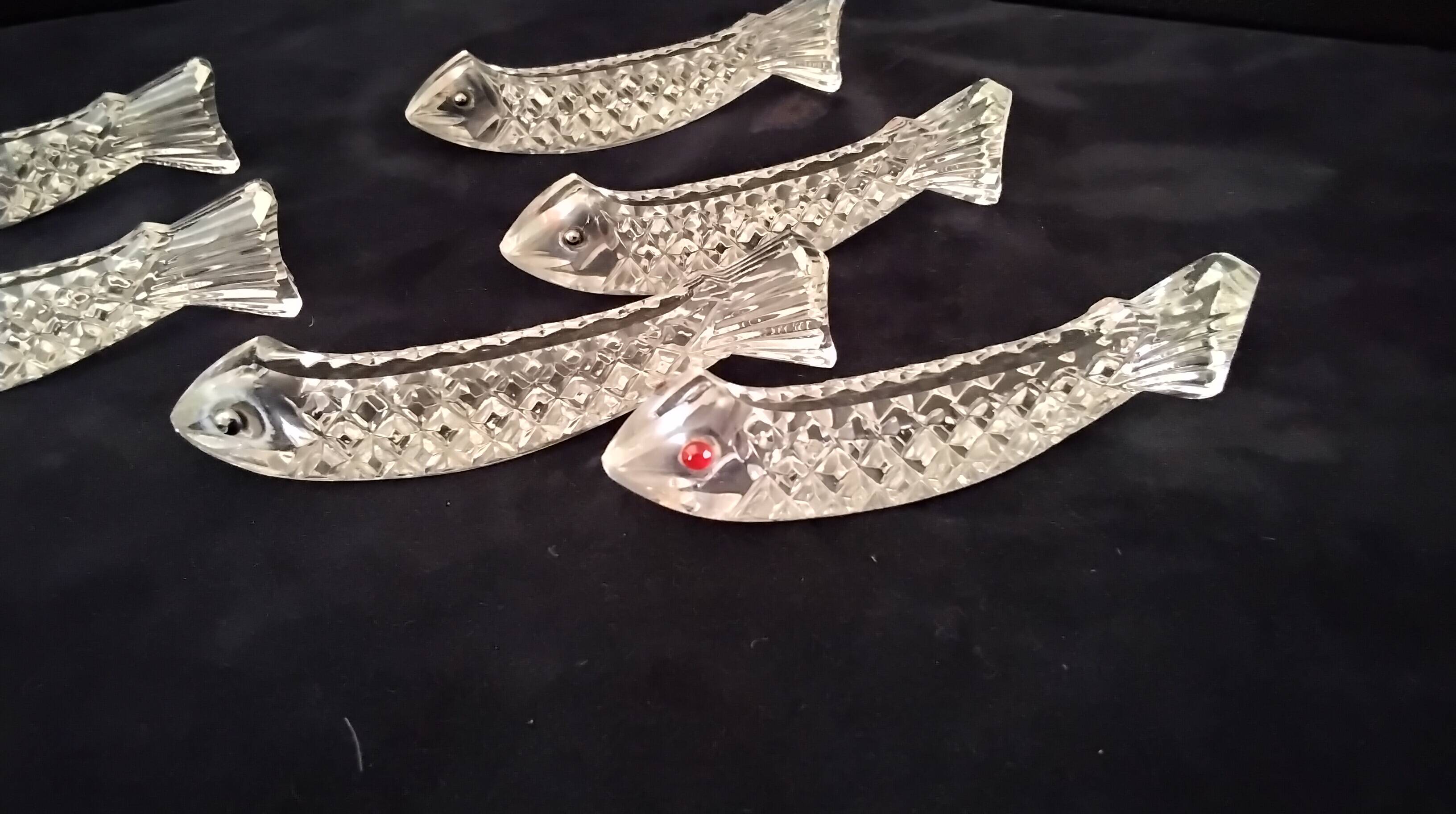 6 zoomorphic crystal knife rests