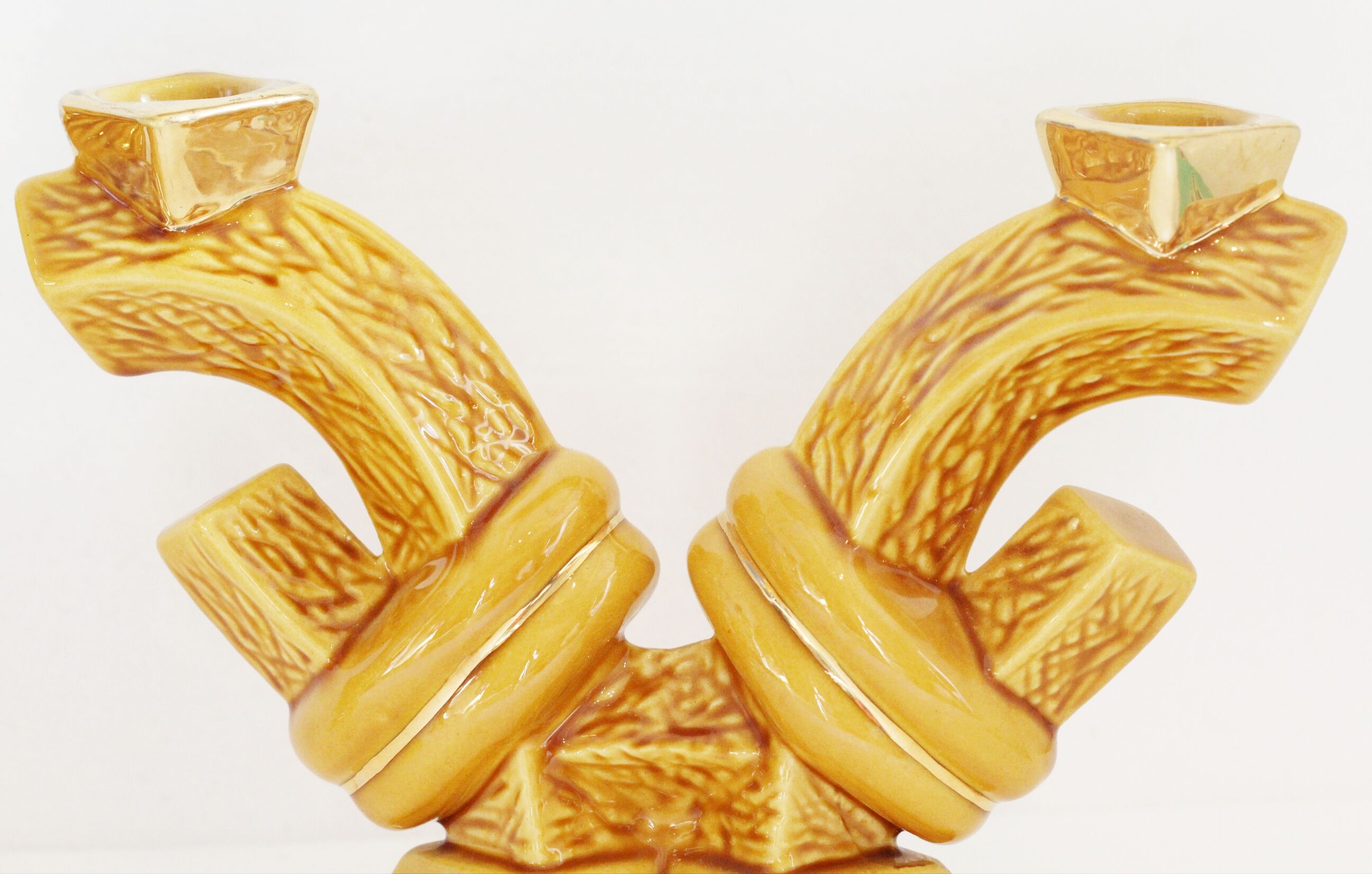 Pair of ceramic candlestick lamps