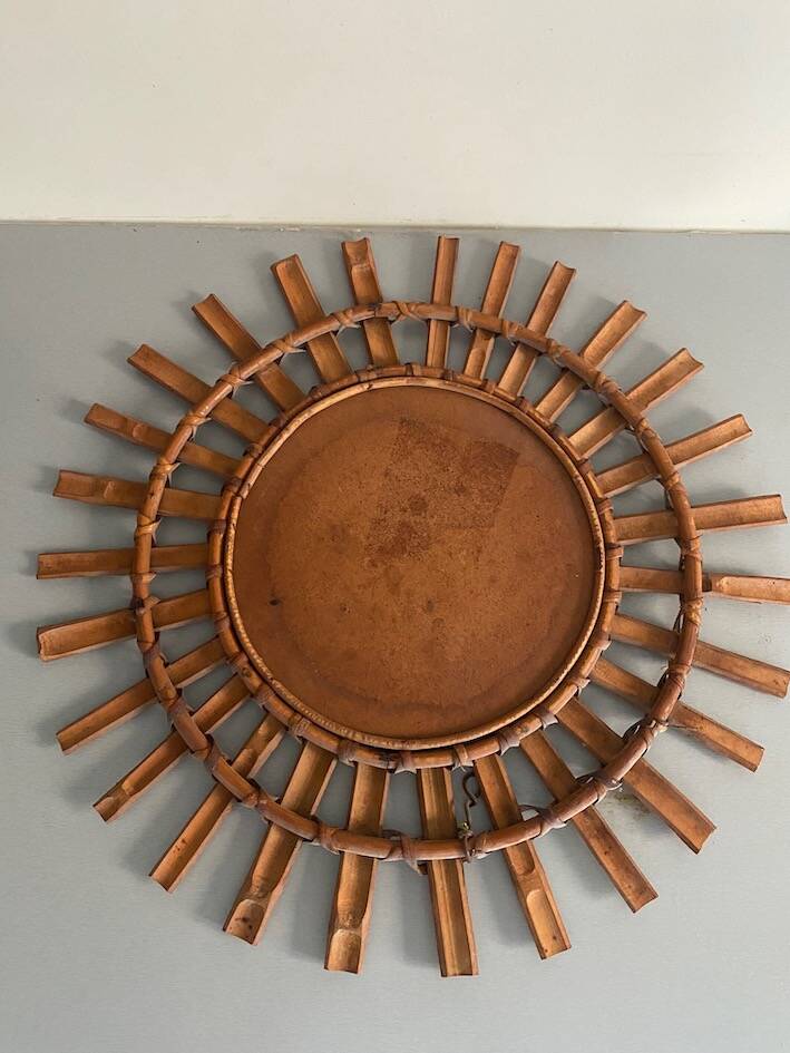 Miroir soleil bambou 1950