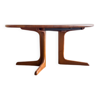 Grande table à manger scandinave vintage en teck massif, Danemark, 1970