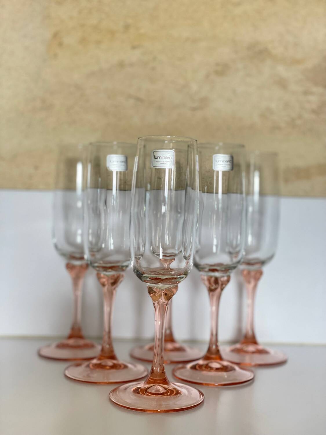 6 two-coloured champagne flutes Luminarc Véronèse