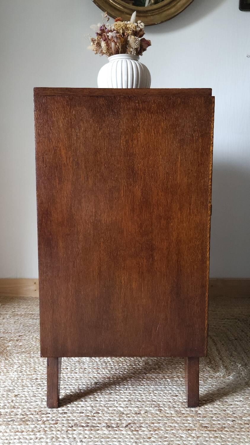 Low cabinet with compass feet, vintage oak