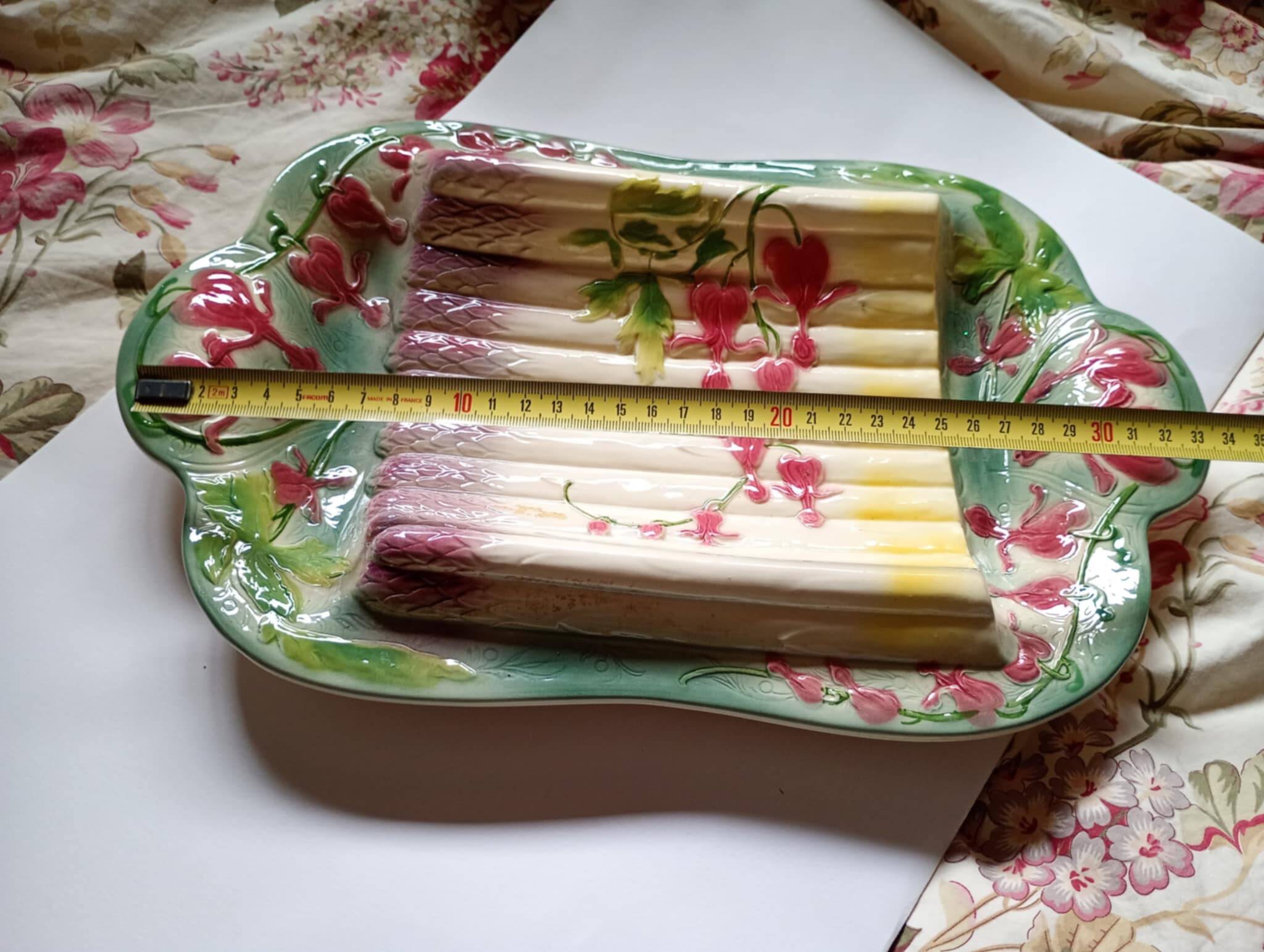 St Clément France majolica asparagus tray in slip