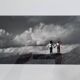 Vintage black and white photo of dunes from the 70s, framed 49 x 29 cm in a gold frame.