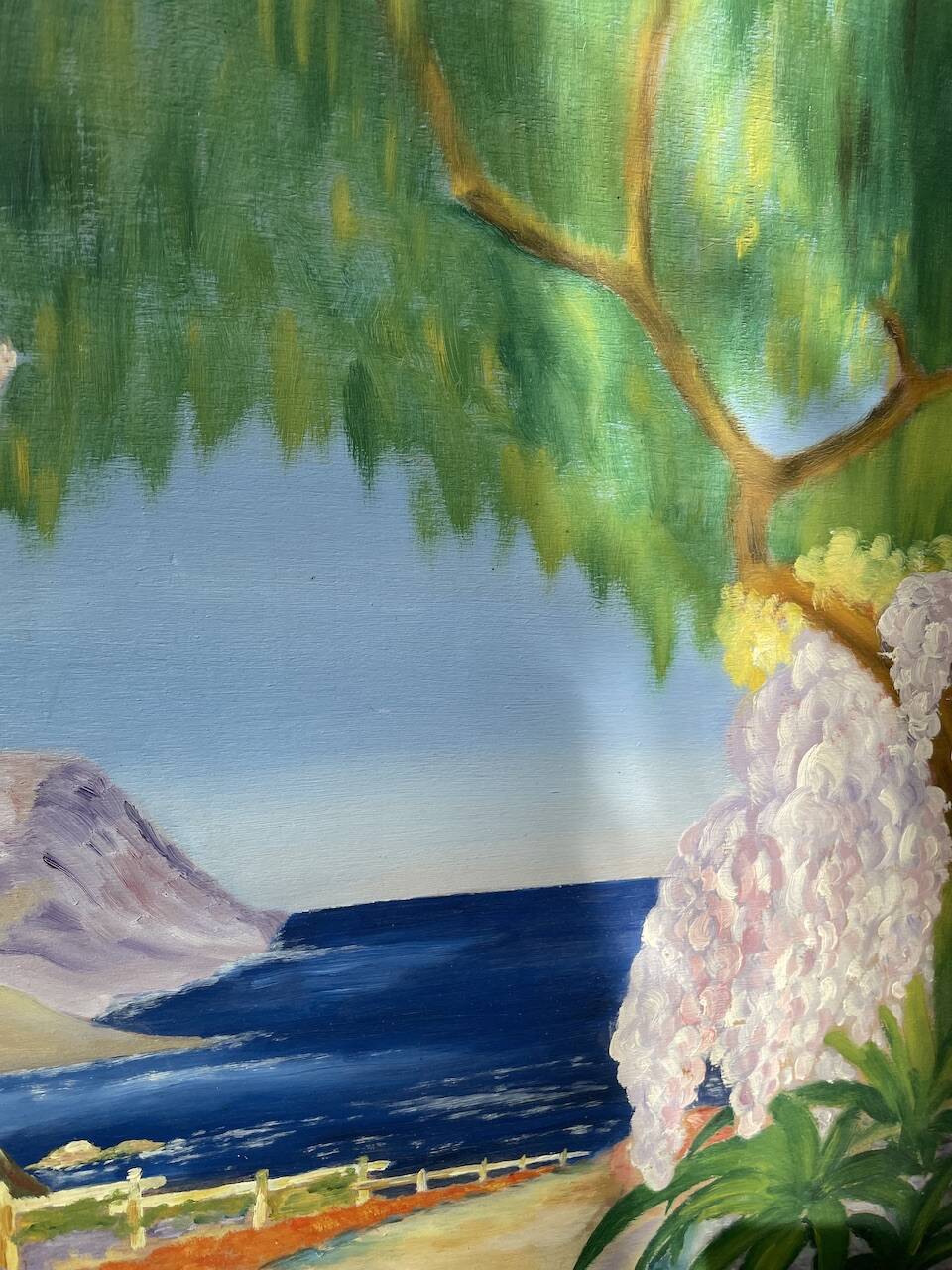 Oil on panel Sanary beach 1950