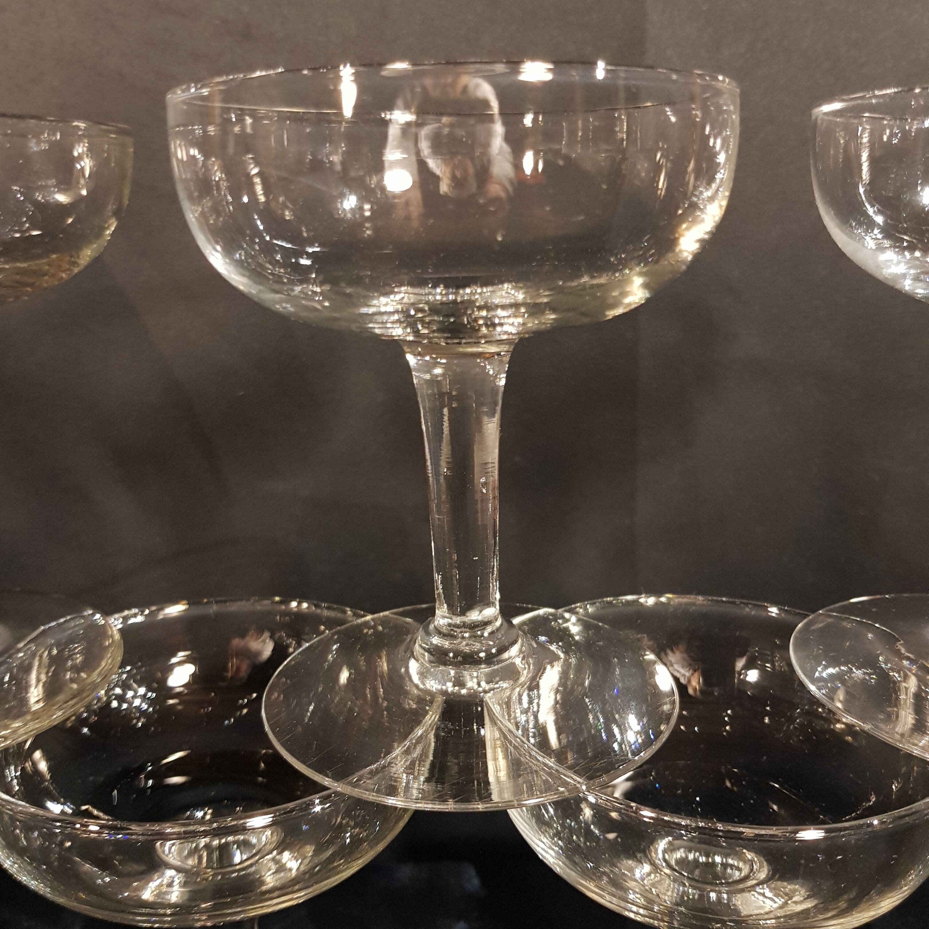 9 champagne glasses