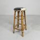 Bamboo bar stool with leatherette seat in cow print, 1950s
