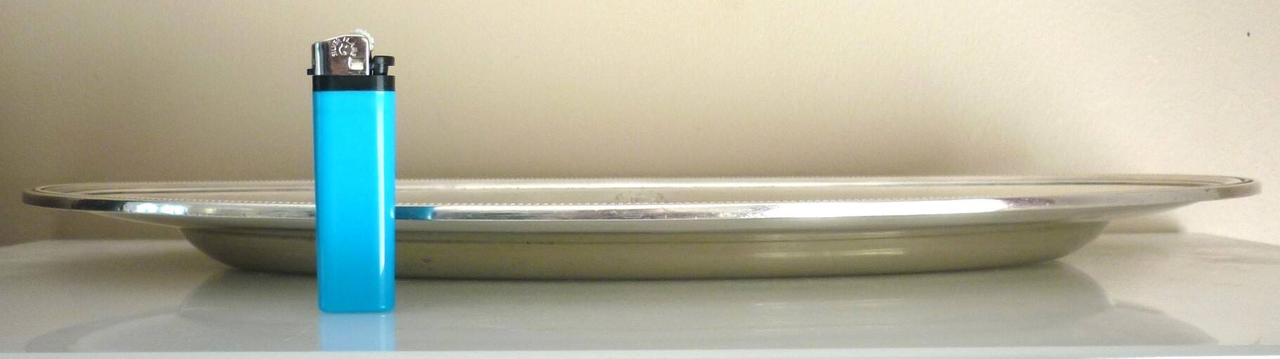 Oval dish, silver-plated metal, Christofle goldsmith, pearl frieze model, 49cm
