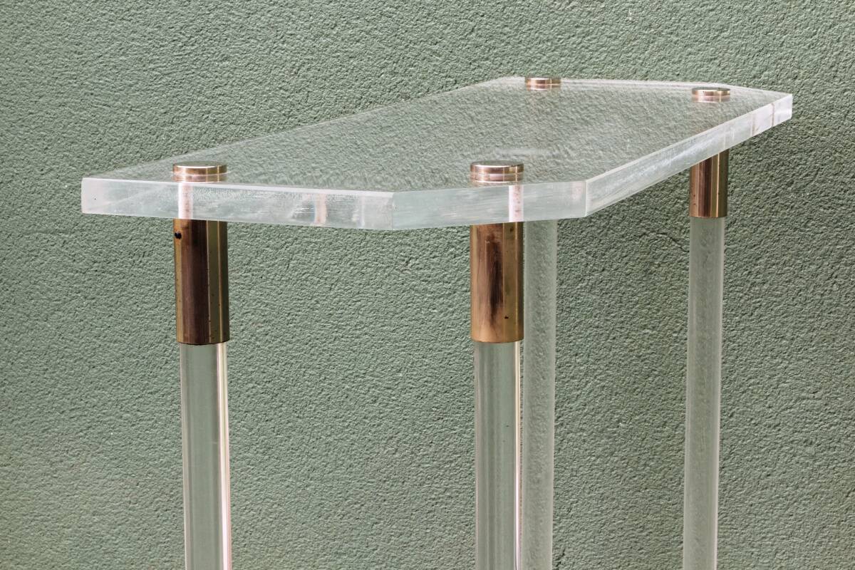 Console, altuglass, 1970s, in the style of Charles Hollis Jones.