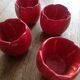 Set of 4 red tulip bowls by Villeroy & Boch.