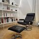 Fauteuil cuir et son ottoman