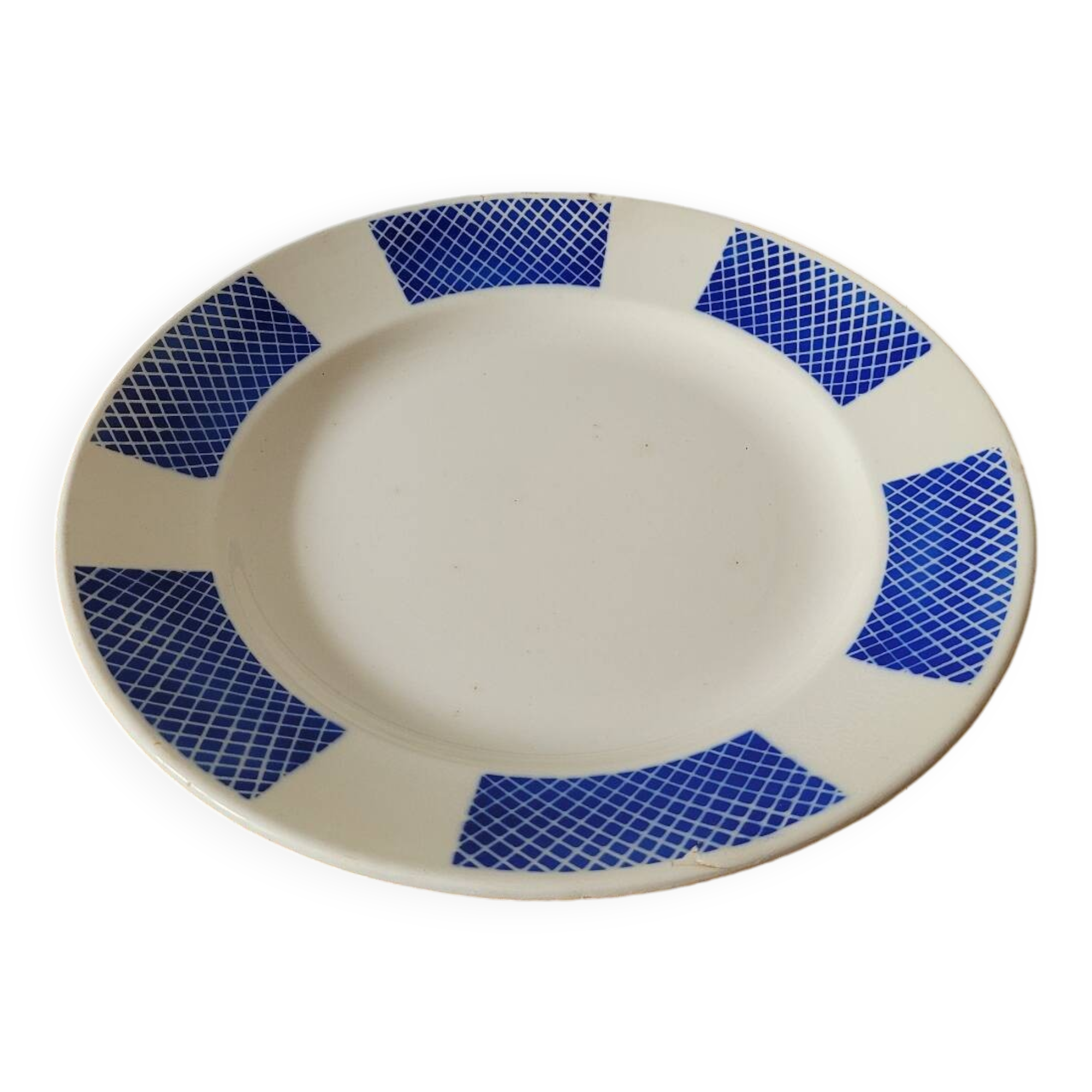Grand plat Badonviller bleu croissillon