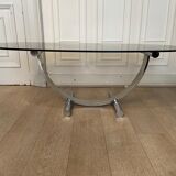 Table basse chrome et laiton Italie 1970