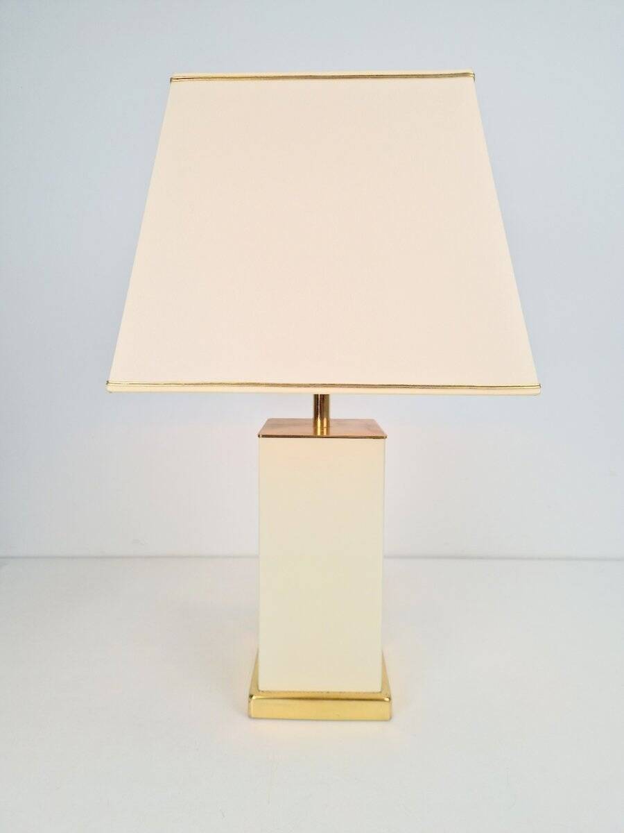 Vintage Brass and Cream Table Lamp from Maison Charles, 1970s