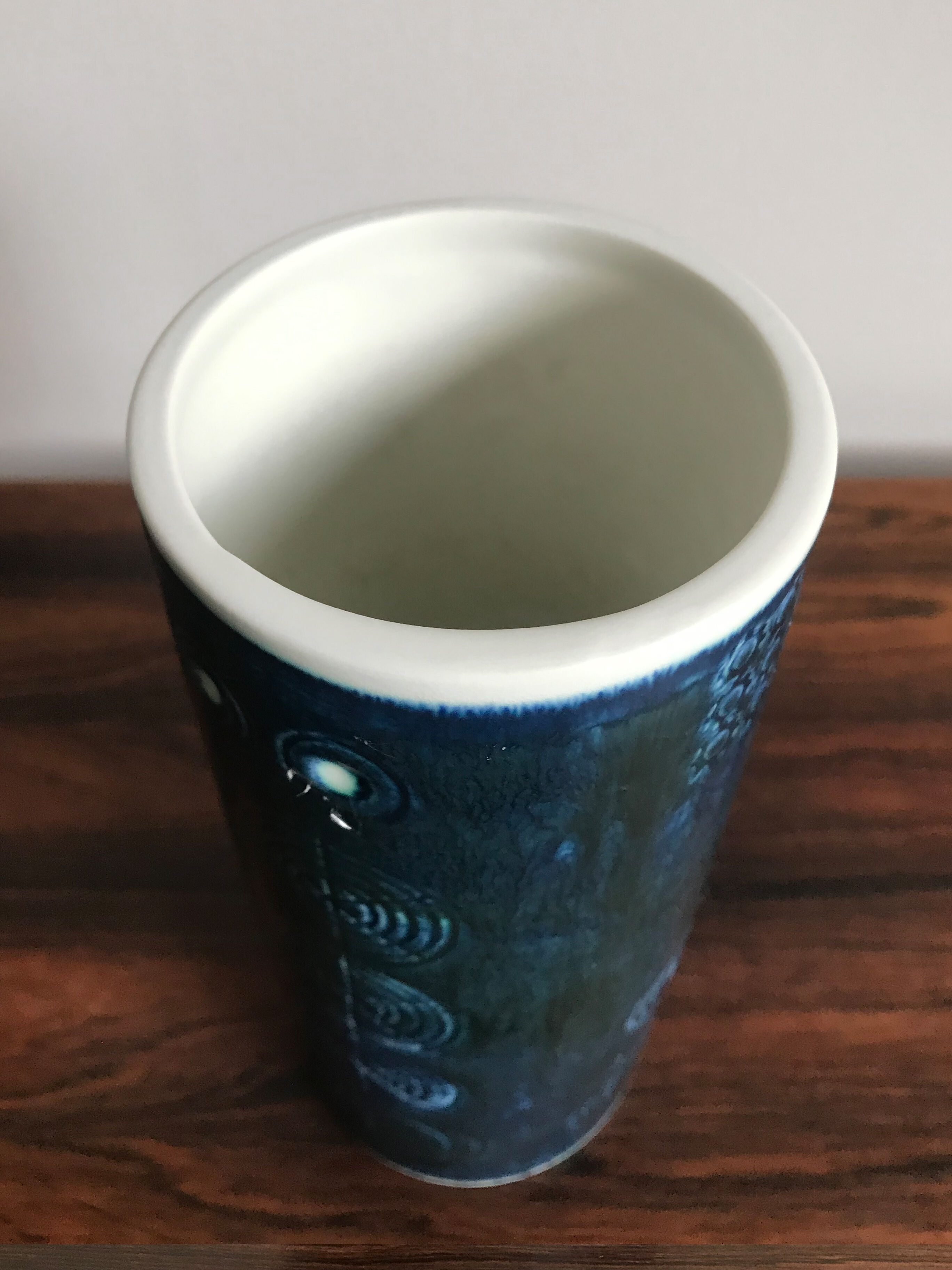 Sarek by Olle Alberius for Rörstrand Scandinavian ceramic blue vase, 1960s