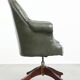 Chesterfield office chair in green cowhide leather on casters with high back
