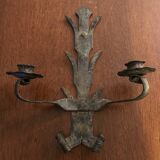Pair of brutalist candle holder sconces