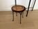 Tabouret canné Grange en fer forgé et bois massif