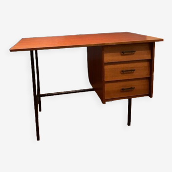 Bureau vintage années 60 bois et métal