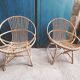 Paire de fauteuils coquille en rotin vintage 1960