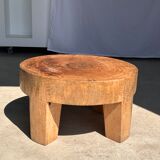 Quadripod coffee table in solid wood monoxyl natural color (dark)