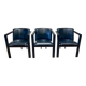 3 fauteuils en cuir et métal