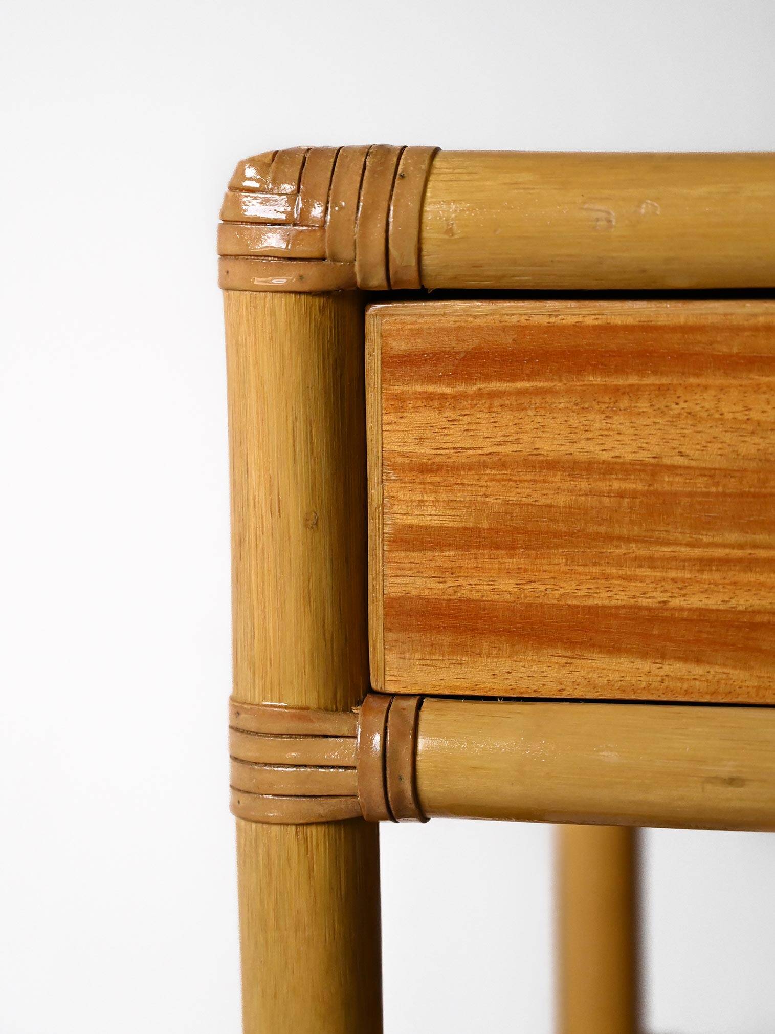 Vintage bamboo bedside tables