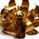 Pair of 70's gilded floral Regency wall or ceiling lamp with large leaves
