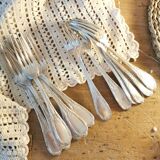 Ercuis 12 antique silver plated metal forks 1910