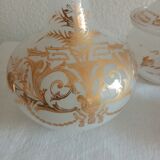 Suite Carafe, Carafon and Pot Opaline with gilded decorations XIX th