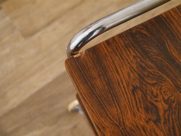 Meuble d'appoint en palissandre et chrome 1970