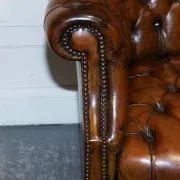 Chesterfield Porter Wingback Chair in Hand-Dyed Leather