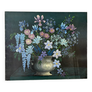 Bouquet de fleurs signé