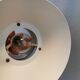 Hanging lamp,  of silver coloured aluminium with black "ring" and orange inner contrast lacquer.