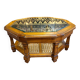 Table arrondie en bois et verre