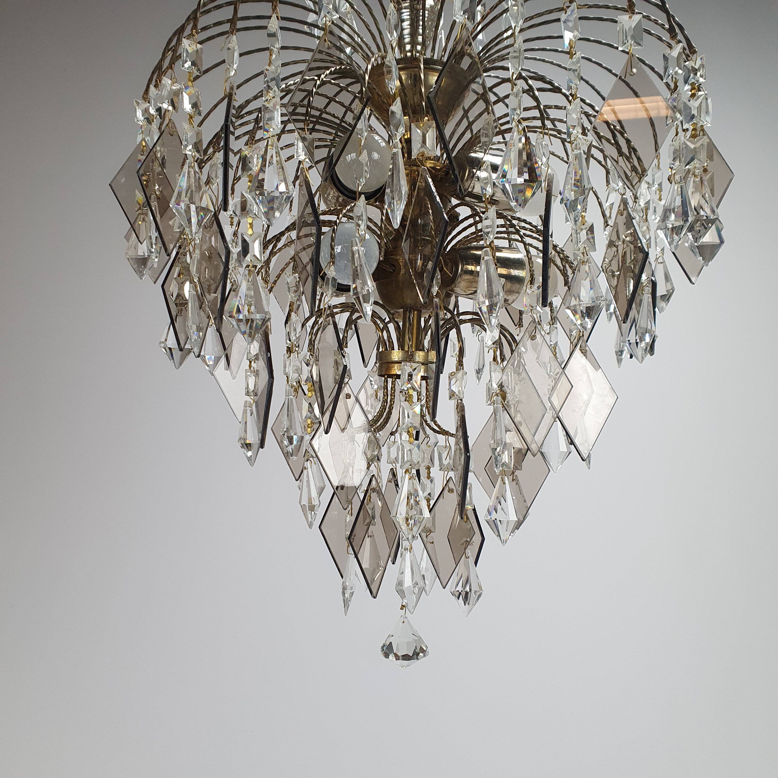 Hollywood Regency cristal and glass chandelier, 1970s