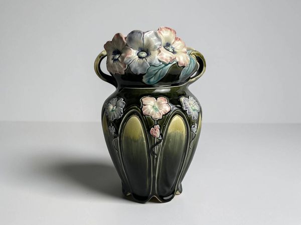 Art nouveau, vase barbotine de Bruyn Fives-Lille vers 1900