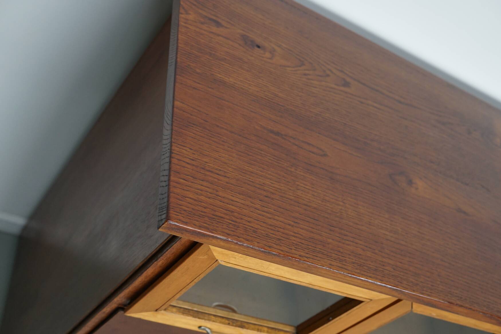 Vintage Dutch Beech & Oak Haberdashery Shop / Grain Cabinet, 1950s