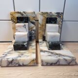 Pair of art deco marble bookends