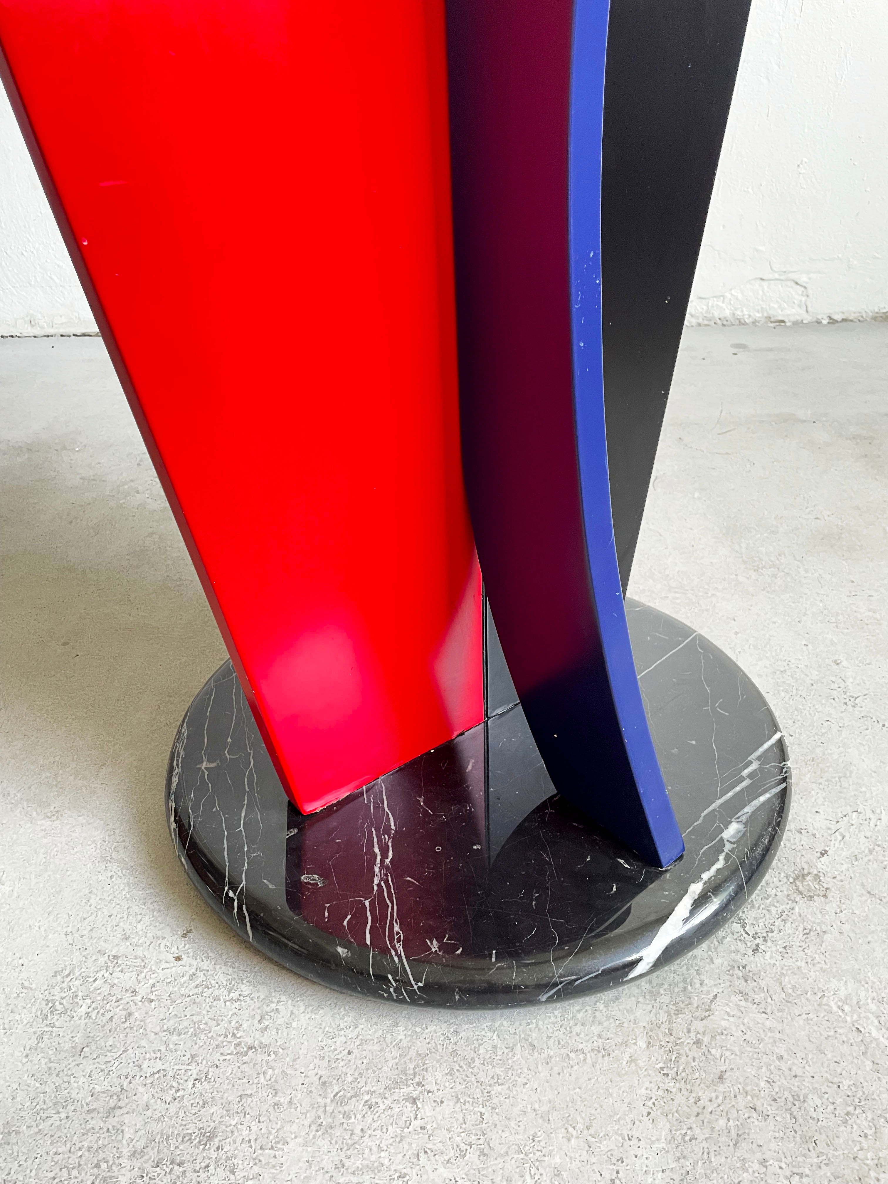 Postmodern Multicolored Italian Memphis Design Pedestal Gueridon Side Table