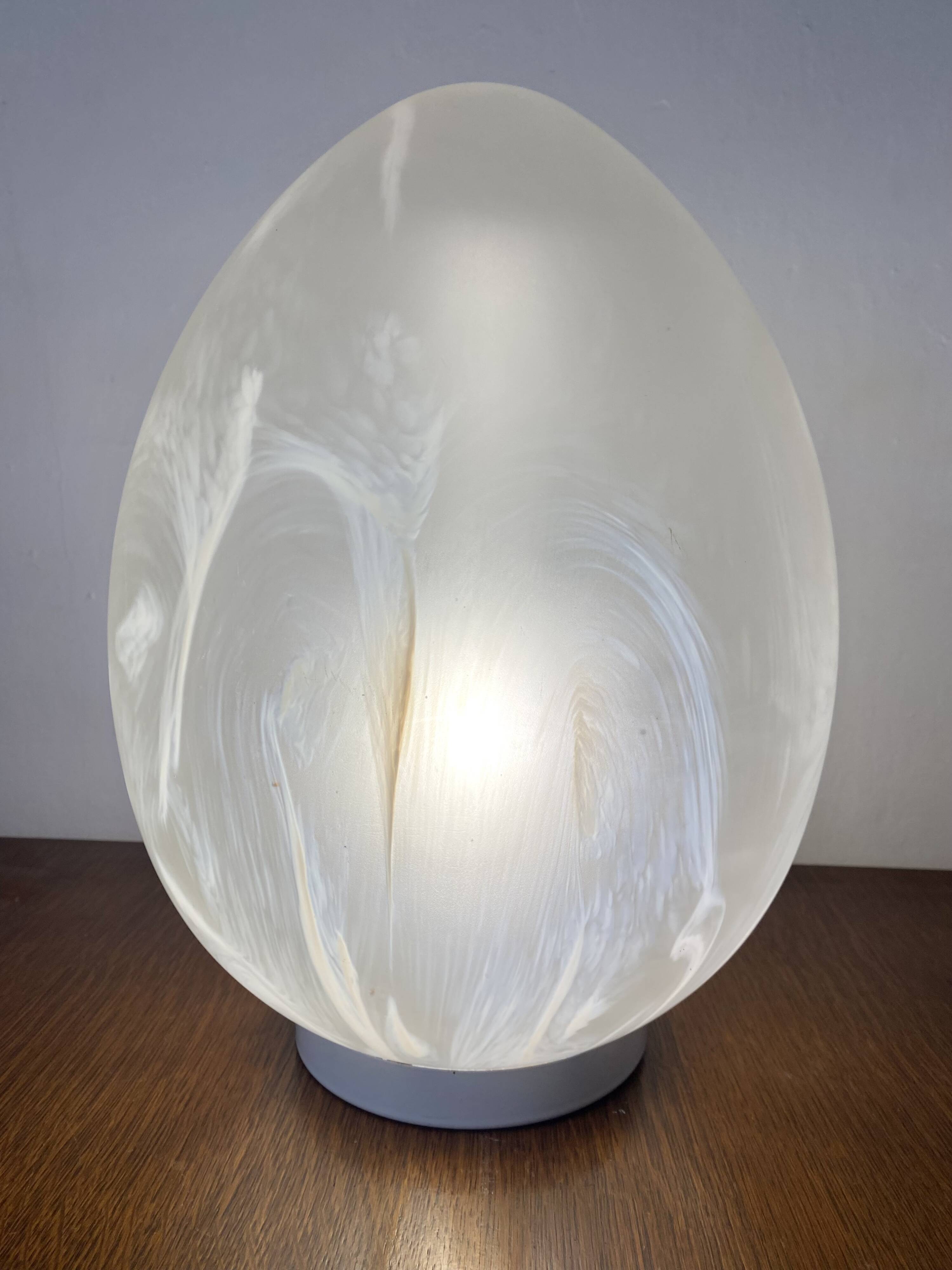 Large marbled glass egg lamp 38 cm, 80s