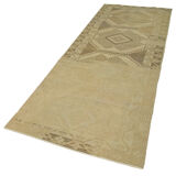 1960s Handmade Unique Oriental Beige Carpet 103 cm x 292 cm