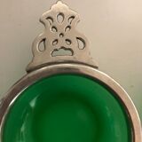 Pair of tin cups and glass