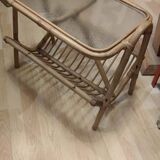 Table end of sofa door rattan magazines and glass granite