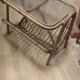 Rattan and frosted glass end table with magazine rack