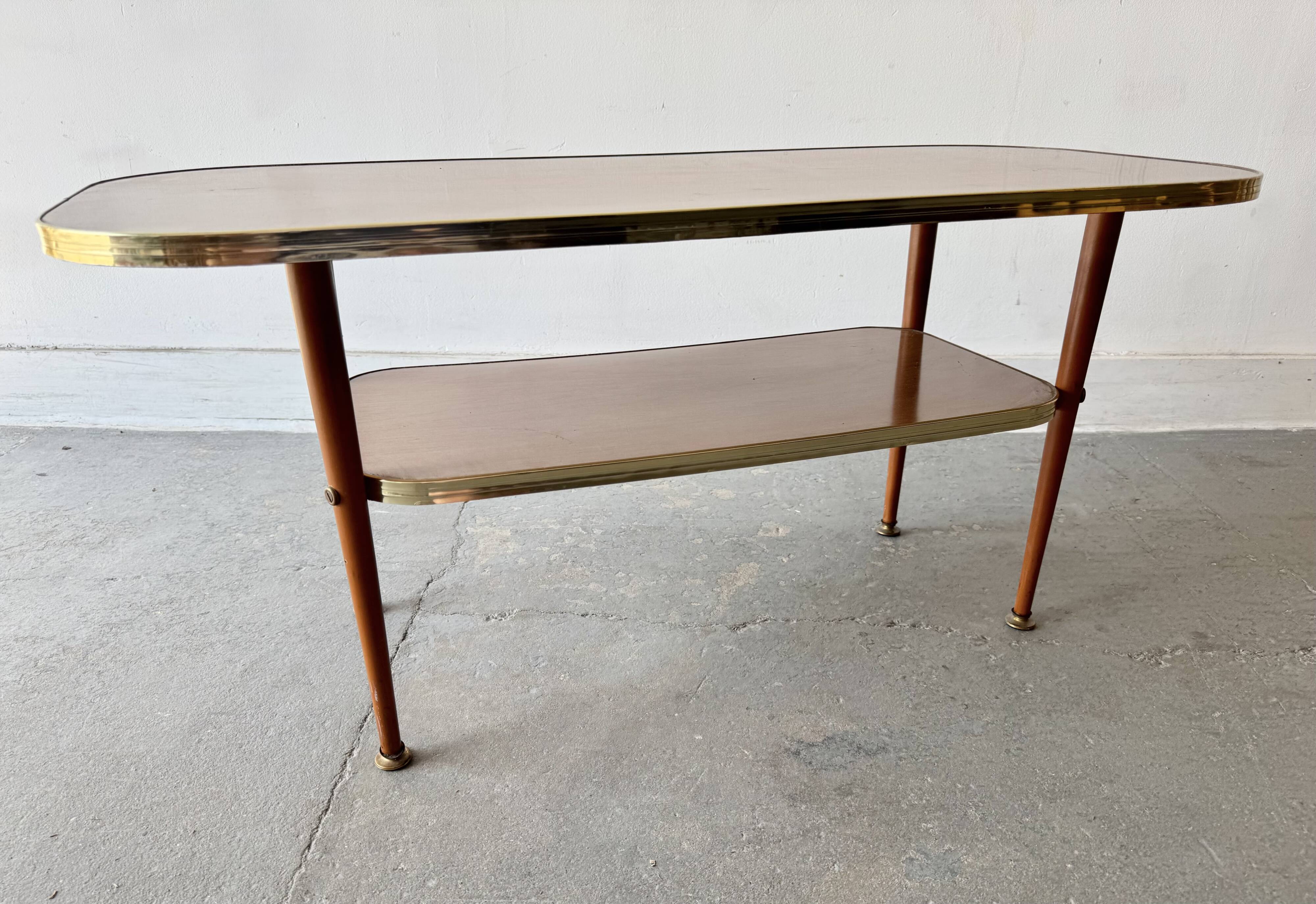 Mid-Century Formica Coffee Table with Lower Shelf