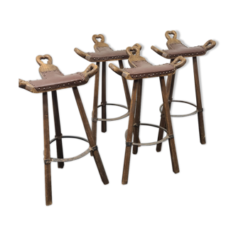 Quatre tabourets de bar espagnols vintage