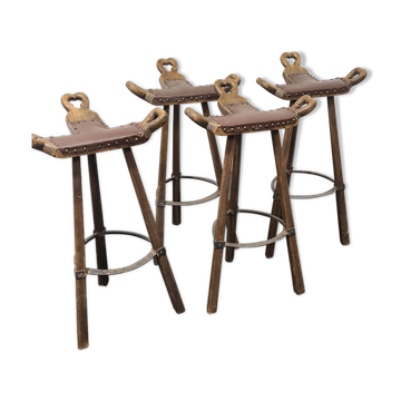 Quatre tabourets de bar espagnols vintage