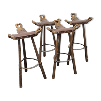 A set of four vintage Spanish Bar stool