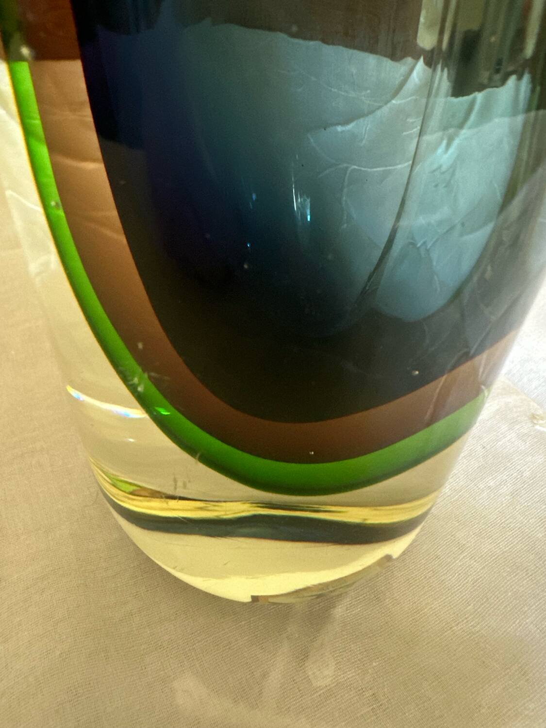 Murano Sommerso Crystal Vase Design Flavio Poli for Seguso Vintage